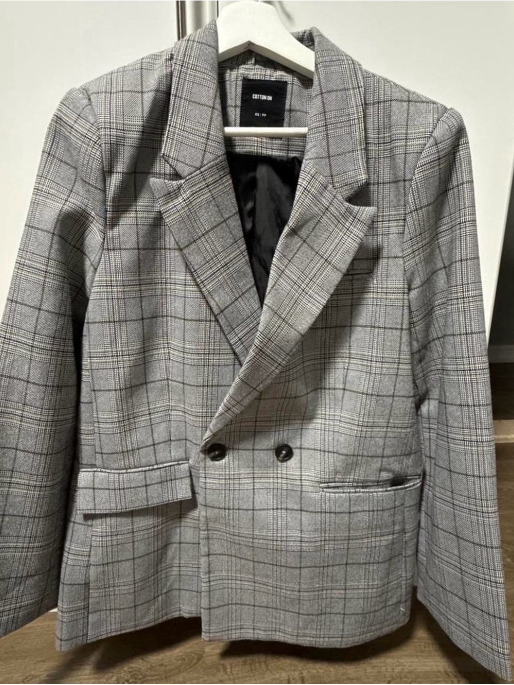 Gray Plaid Blazer - Women
